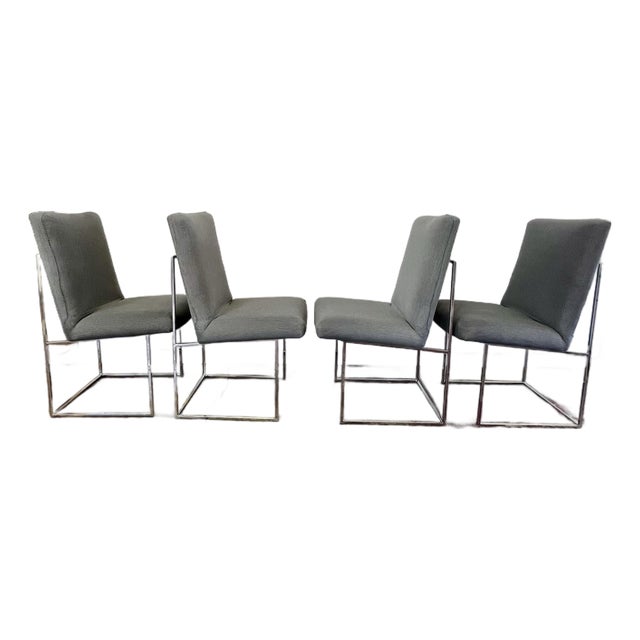 Mid Century Milo Baughman for Thayer Coggin Thin Chrome Dining Chairs For Sale