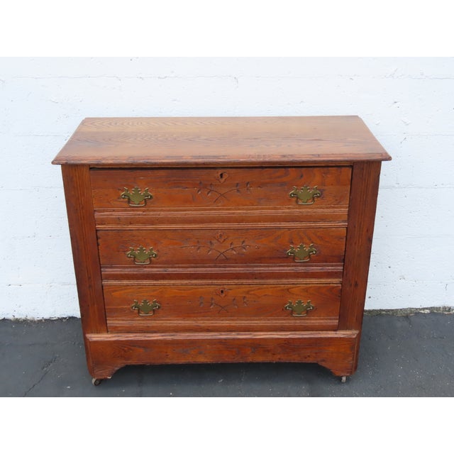 Victorian Late 1800s Solid Oak Dresser 6886 For Sale - Image 4 of 16