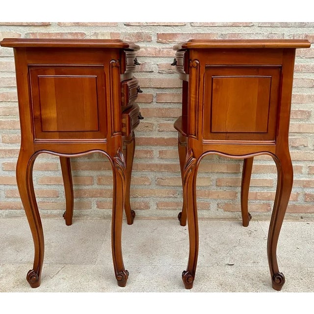 Louis XVI Style Nightstands with Drawers and Cabriole Legs, 1960s, Set of 2 For Sale - Image 10 of 13