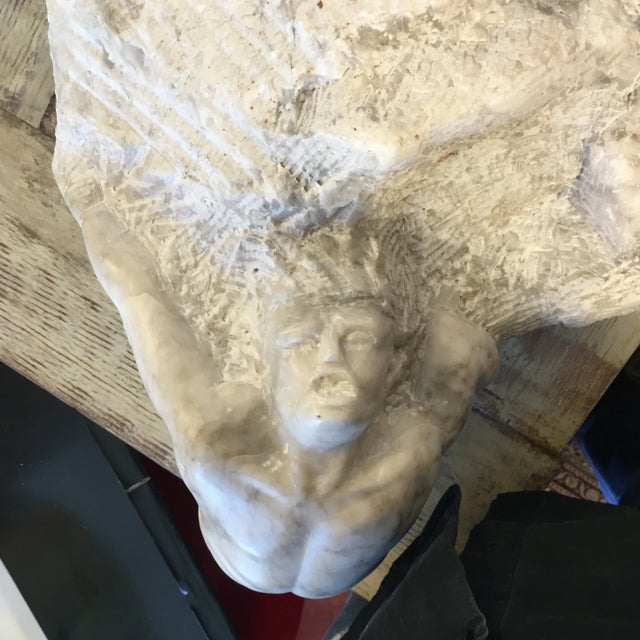 Carved Marble Recycling Male Figure Sculpture For Sale - Image 10 of 13