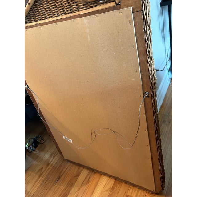 1970s Mid-Century Modern Bohemian Coastal Riviera Arched Woven Natural Wicker and Rattan Wall Mirror With Intricate Detail. 51”Hx31”Lx2.5”D For Sale - Image 10 of 12