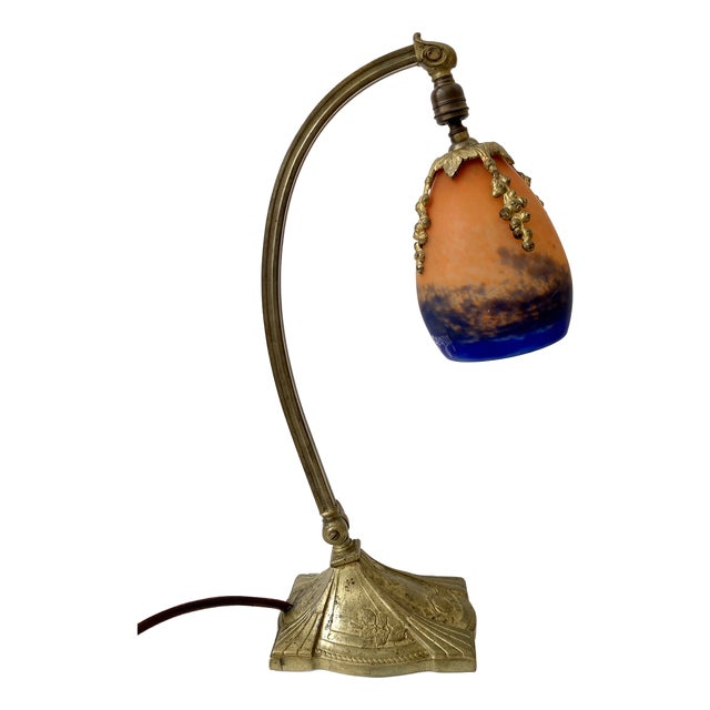 Art Deco Lamp with Glass Screen by Charles Ranc, 1920s For Sale