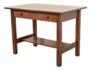 Stickley Brothers Antique Mission Oak Arts & Crafts Writing Desk or Library Table, Newly Refinished