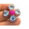 Bochic "Capri" Vintage Ruby, Amethyst & Blue Topaz Ring Set In 18K Gold & Silver For Sale - Image 16 of 18