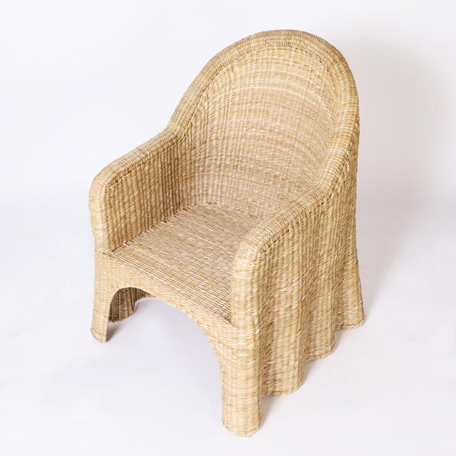 Wicker Drapery Ghost Armchairs For Sale In West Palm - Image 6 of 9