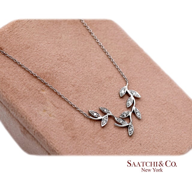 Natural Diamond Leaf Pendant Necklace Metal Type: 18k White Gold Total Item Weight: 3.3 Grams Total Necklace Length: 16...
