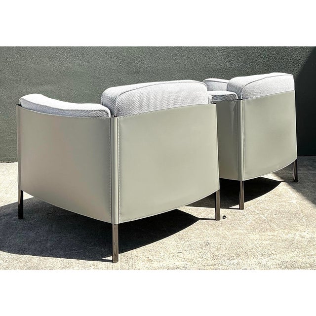 Vintage Italian Minotti Leather Frame “Shelley” Lounge Chairs - A Pair For Sale - Image 10 of 12