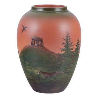 Vase in Glazed Ceramic with Motif of Landscape from Ipsens, Denmark, 1920s For Sale