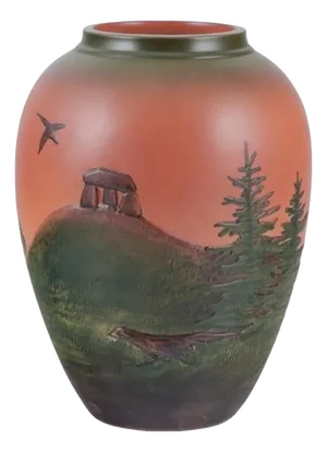 Vase in Glazed Ceramic with Motif of Landscape from Ipsens, Denmark, 1920s