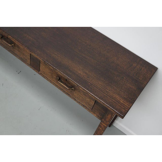 Vintage English Rustic Farmhouse Oak Side Table, 1930s For Sale - Image 4 of 16