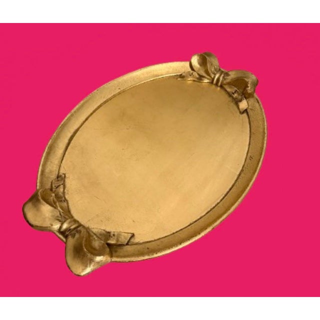 Vintage Italian Gold Leaf Wood Serving Tray For Sale - Image 9 of 10