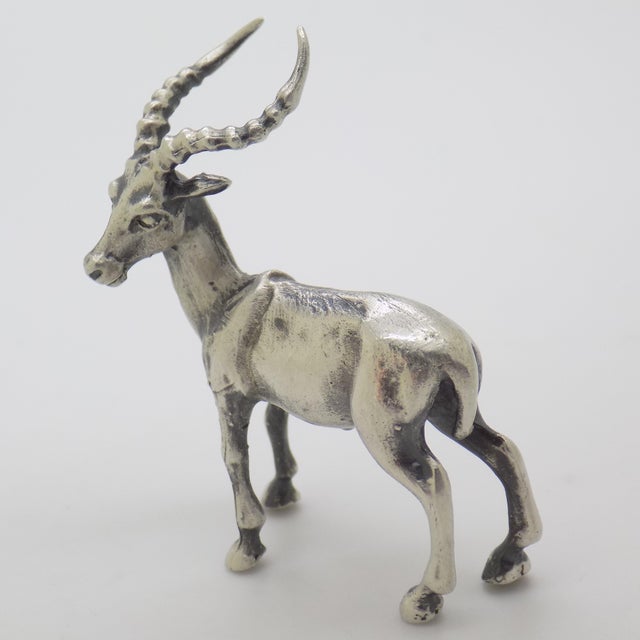 1970s Vintage Italian Handmade Genuine Silver Ibex Animal Figurine Sculpture Miniature For Sale - Image 5 of 10