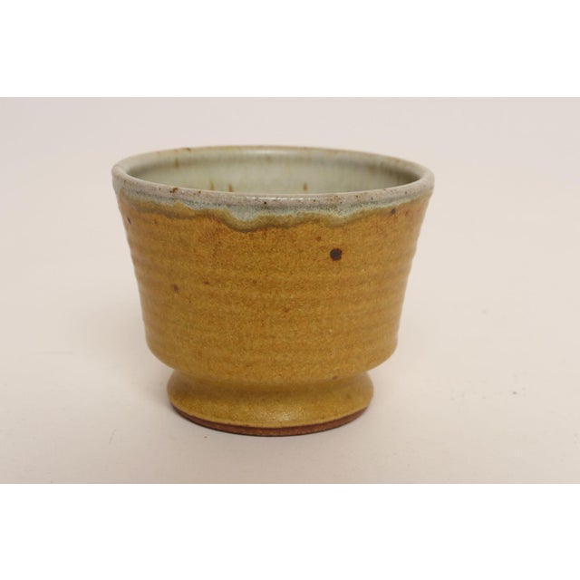 Mid-Century Modern Petite Vintage Matte Ochre Studio Stoneware Vessel / Bud Vase by Deanna Nichols For Sale - Image 3 of 13