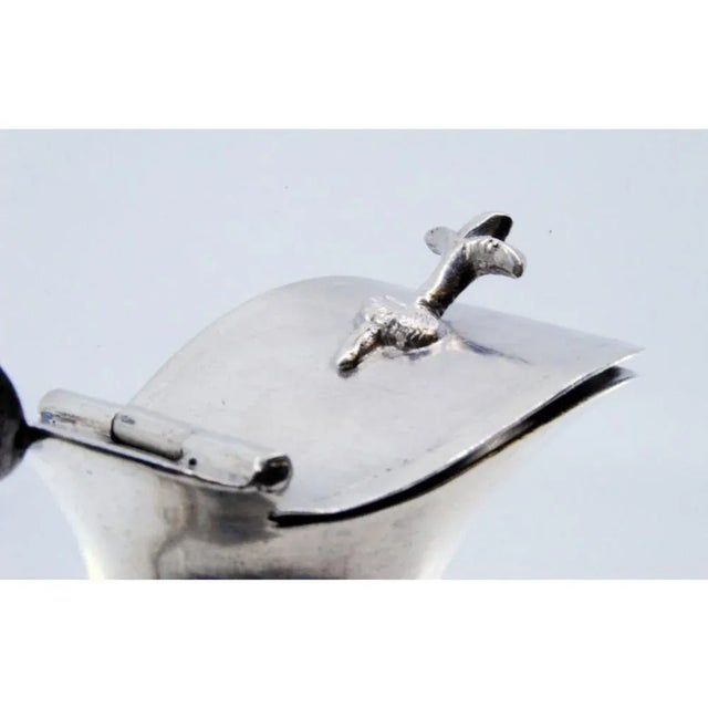 Gummed Silver Altar Cruet with Embossed and Hinged Lid with Water Symbol For Sale - Image 9 of 10