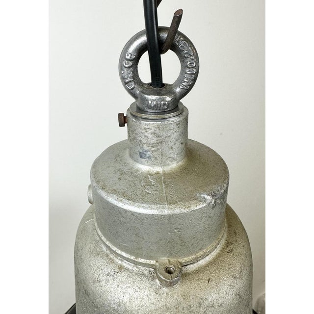 Metal Italian Industrial Black Enamel Cage Pendant Light from Cortem Milano, 1960s For Sale - Image 7 of 18