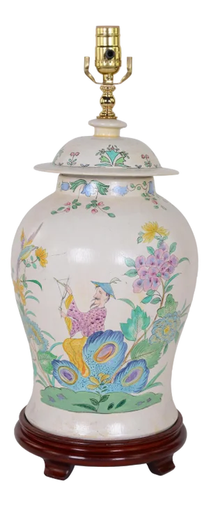 Hand Painted Chinoiseries Style Jar Table Lamp