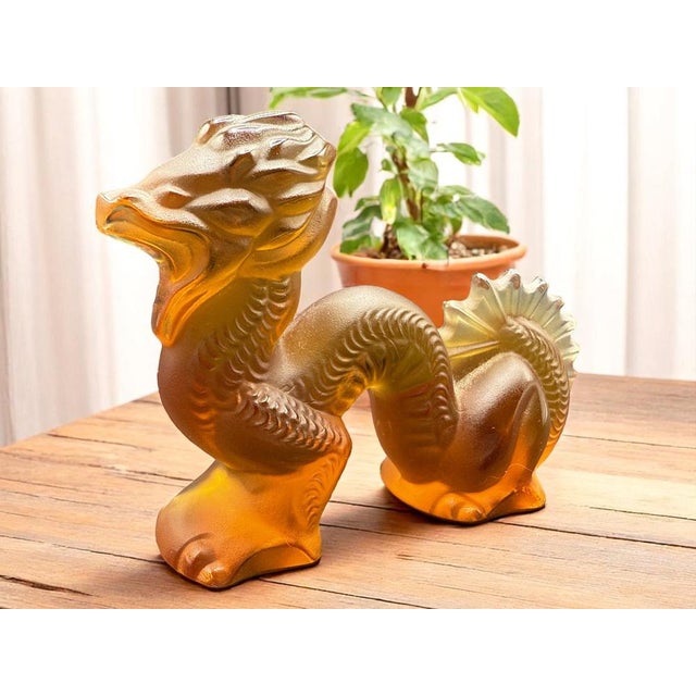 Chinese Dragon Sculpture in Amber and Frosted Glass by René Lalique for Lalique For Sale - Image 6 of 13