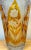 Magnificent Bohemian Engraved Citrine Cut to Clear Floral Vase, Style of Moser For Sale - Image 11 of 12