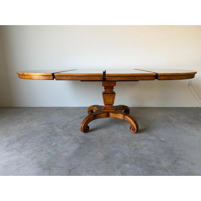 Vintage Biedermeier Neoclassical-Style Cherry Wood Expandable Pedestal Dining Table For Sale In Miami - Image 6 of 18