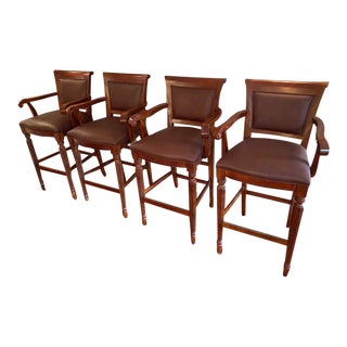 Ethan Allen Brown Barstools - Set of 4 For Sale