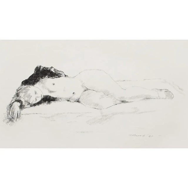 A lovely vintage First Edition period black and white lithograph (print) after drawing "Sleep" by American artist and art...
