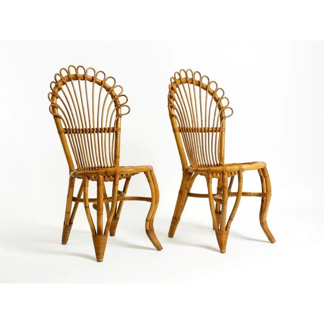 Two very beautiful, rare, original 1960s bamboo chairs. Gorgeous, great design. Made in Italy. Made entirely of bamboo and...