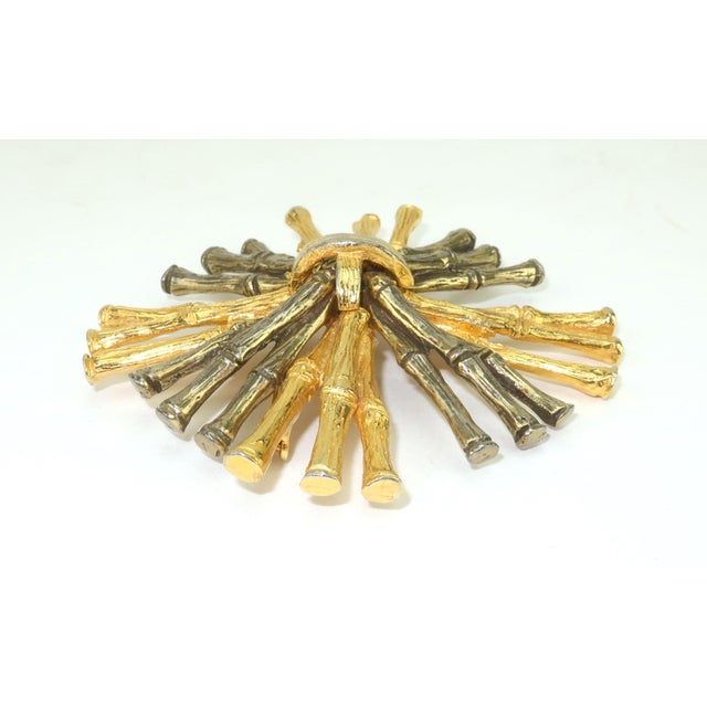 Vintage Mimi Di N Bamboo Style Gold & Silver Tone Brooch For Sale - Image 4 of 9