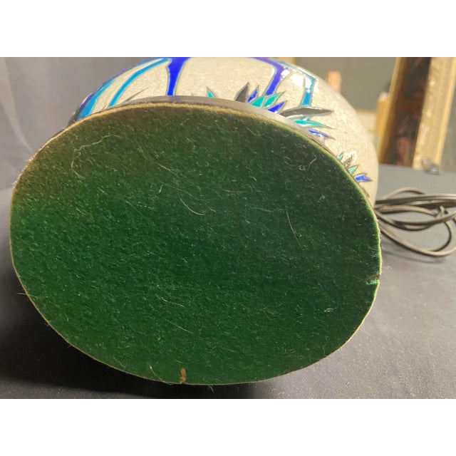 1920s Charles Catteau Boch Freres Art Deco Blue Deer Lamp For Sale - Image 11 of 12