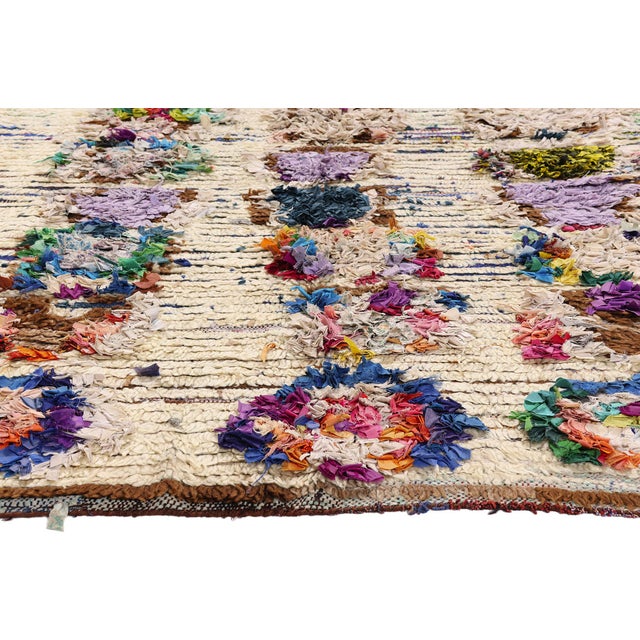 Berber Tribes of Morocco Vintage Azilal Boucherouite Moroccan Rug, 04'10 X 06'10 For Sale - Image 4 of 10