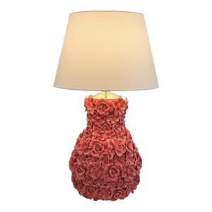 Romantic Vintage Floral Table Lamp in Terracotta Pink