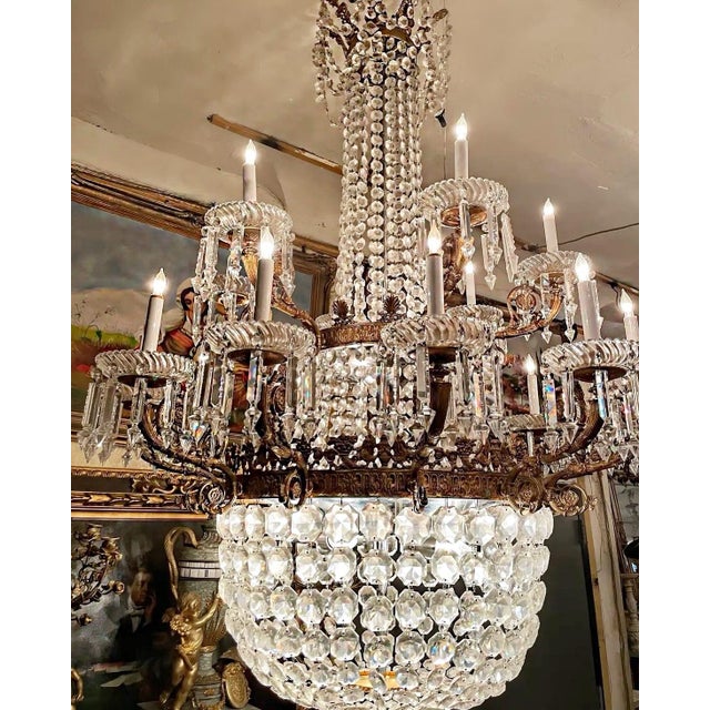 Antique French Crystal Chandelier For Sale - Image 4 of 8