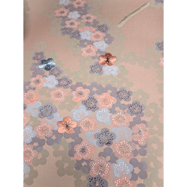 Chinoiserie Taupe Hydrangea Chinoiserie Mural | 3-Panel Hand-Painted Wallpaper For Sale - Image 3 of 4