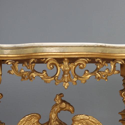 Carved and Gilded Wooden Console Table For Sale - Image 5 of 13