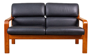 Vintage Teak and Leather 2-Seater Sofa from Olsen & Laursen, 1980s