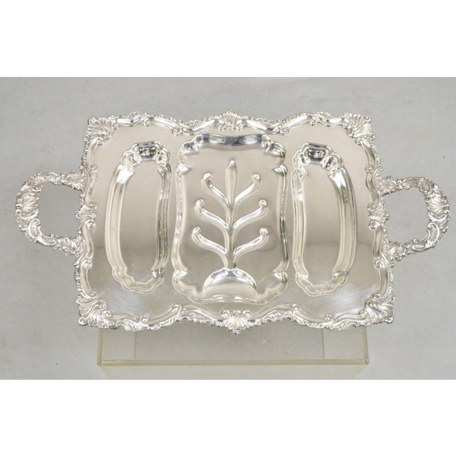 Vintage Victorian Silver Plated Twin Handle Meat Cutlery Serving Platter Tray For Sale - Image 10 of 12