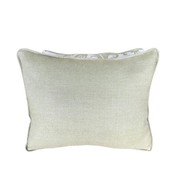 2020s Pair of Custom Pillows in Fortuny Cotton With Linen Backs For Sale - Image 5 of 5