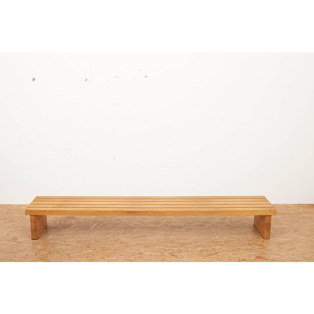 Wooden Bench with Legs and Slats in Oak, 1970s For Sale - Image 6 of 14