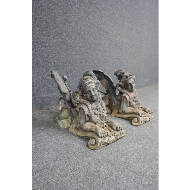 Pair of Victorian Bronze Sphinx Sculptures – 19th Century For Sale - Image 4 of 14