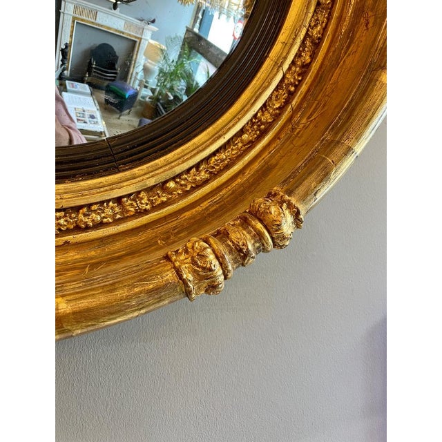 Hollywood Regency Antique English Regency Gilt Convex Mirror, 1810 For Sale - Image 3 of 18