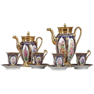 Charles X Style Paris Porcelain Coffee Service, Set of 10