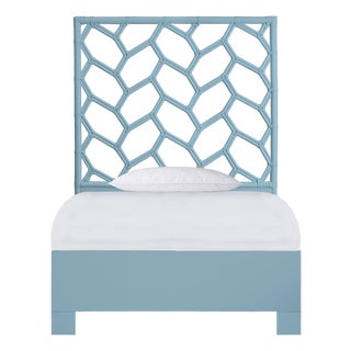 Silas Platform Bed Twin Extra Long - Pool Blue For Sale