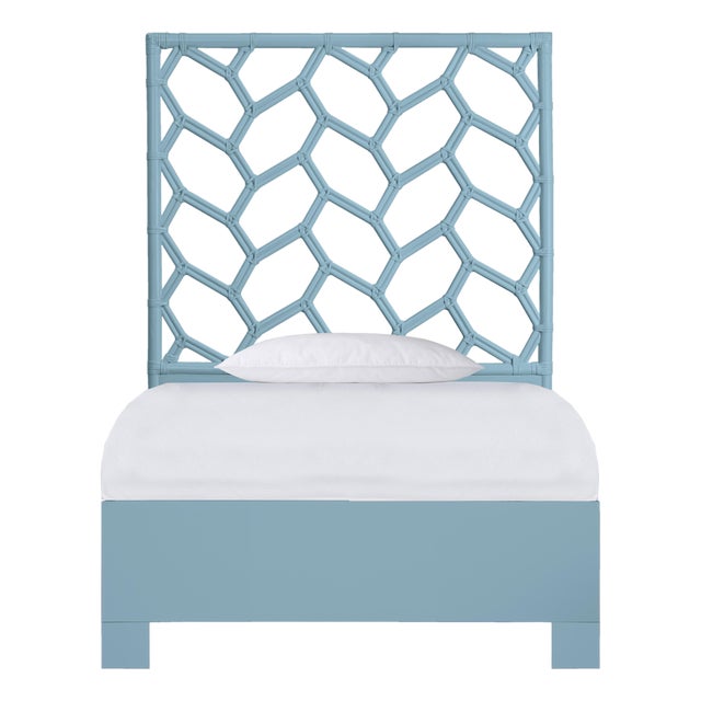 Silas Platform Bed Twin Extra Long - Pool Blue For Sale