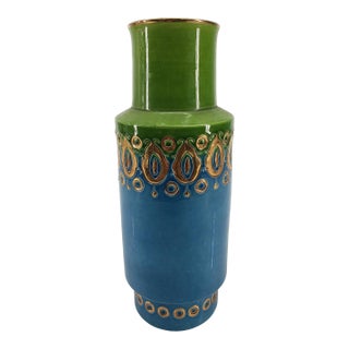 Gorgeous Italian Bitossi “Soraya” Glazed, Gold-Decorated Vase by Aldo Londi (Rosenthal Netter) For Sale