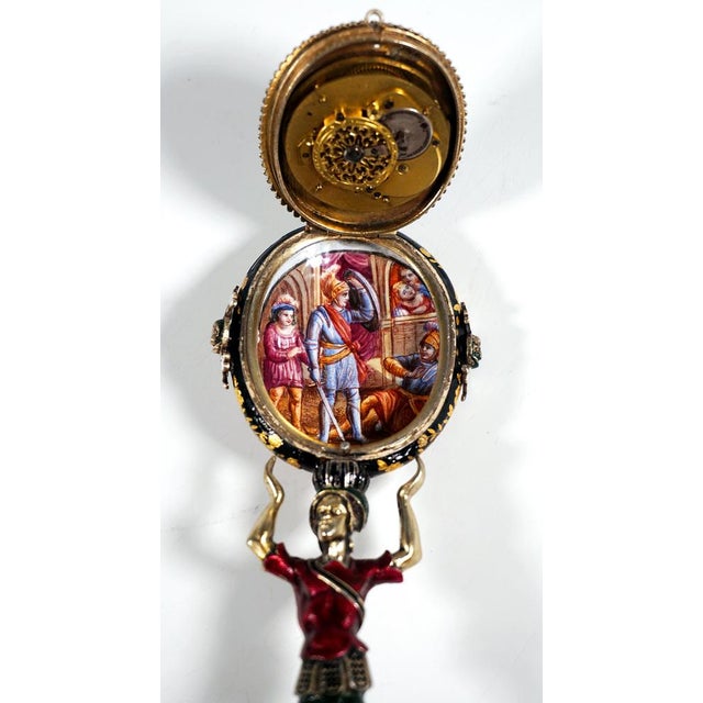 Black Viennese Silver Enamel Table Clock, 1880 For Sale - Image 8 of 11