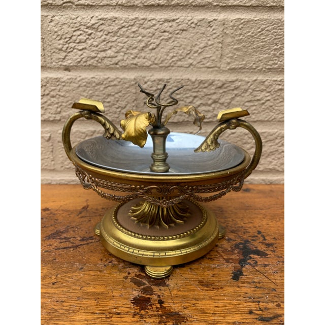 1940s Hollywood Regency Brass and Chrome Floral Ashtray For Sale - Image 10 of 12