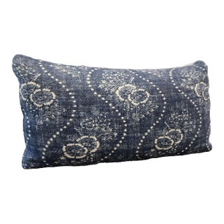 Ralph Lauren Etienne Floral Stripe Indigo Lumbar Pillow For Sale