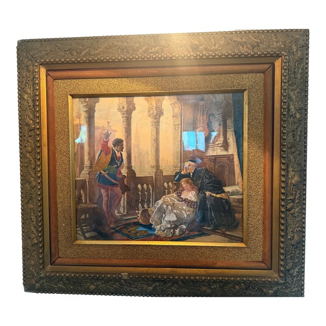 Late 19th Century Othello Relating His Adventures to Desdemona Colored Lithograph or Print For Sale