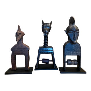 Mounted African Weaving Heddles- a Set of 3 For Sale