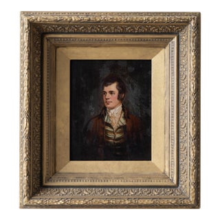 Robert Burns Portrait, Reverse Glass Painting, c.1830 For Sale