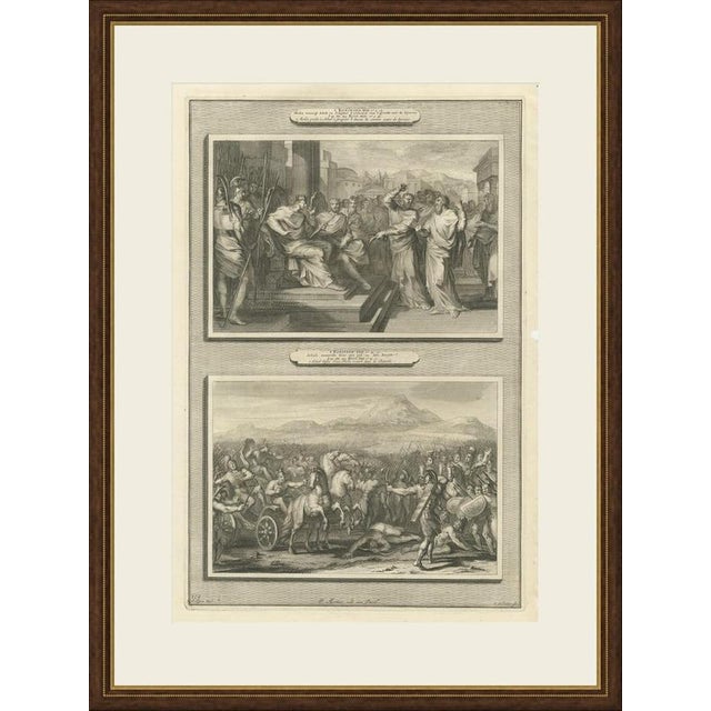 This original copperplate engraving from Pieter Mortier's illustrated Bible, Amsterdam circa 1700, shows two biblical...